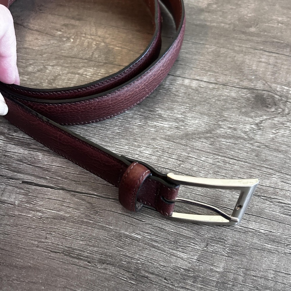 Perry Ellis Mens Dark Academia Classic Leather Belt 42 Brownish Burgundy IP32020